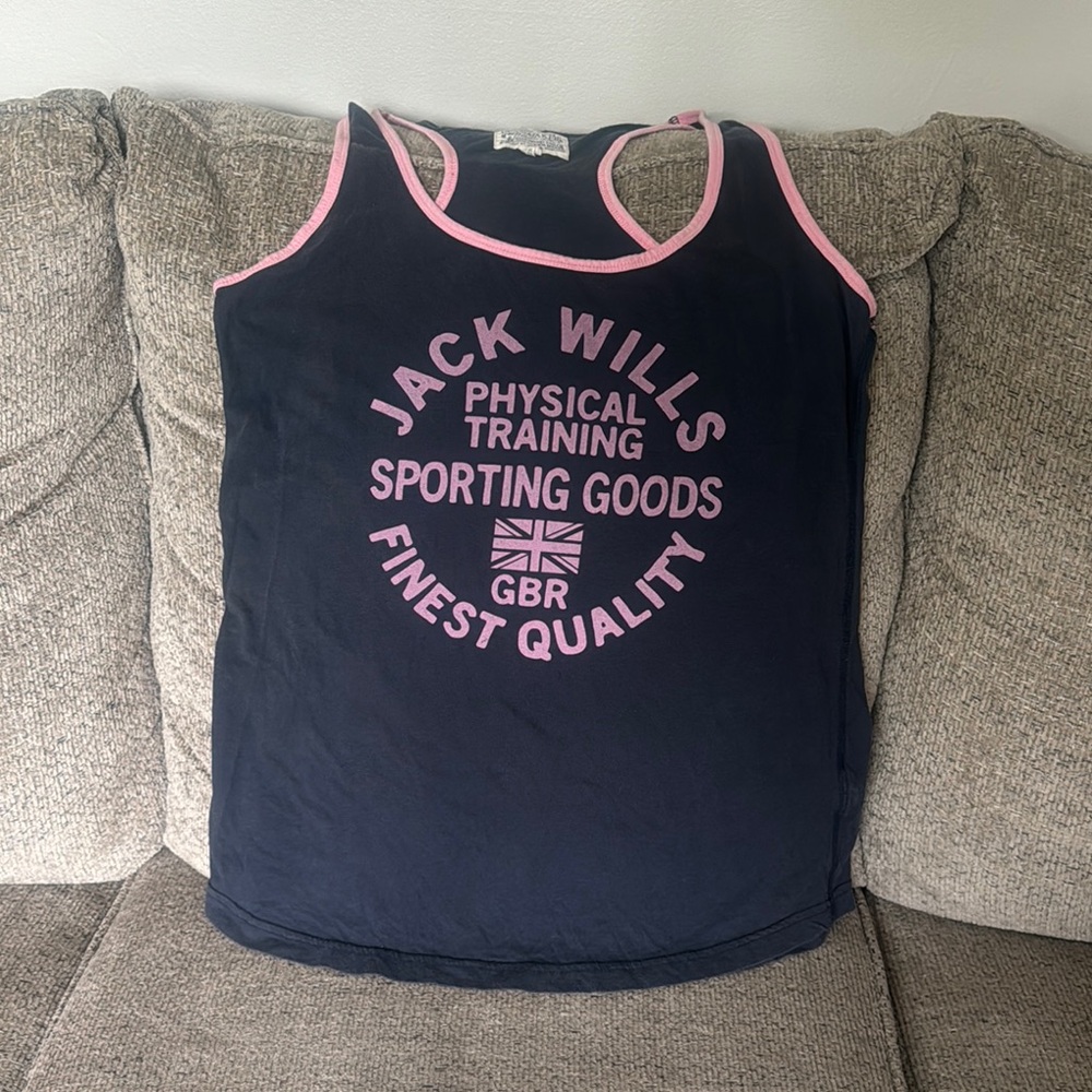 Jack Wills Black and Pink Tank Top
